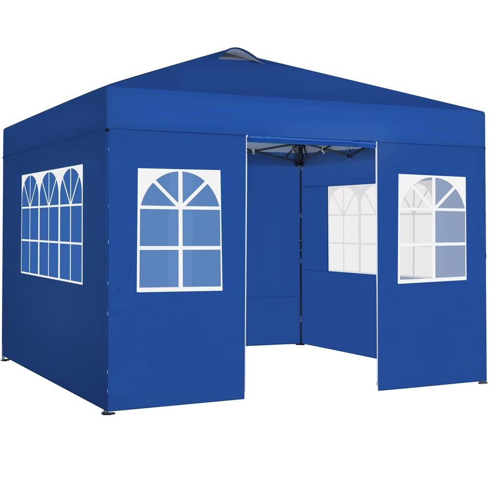 Renwick 10x10 Ft Instant Pop Up Canopy with 4 Side Walls and Roller Bag, White