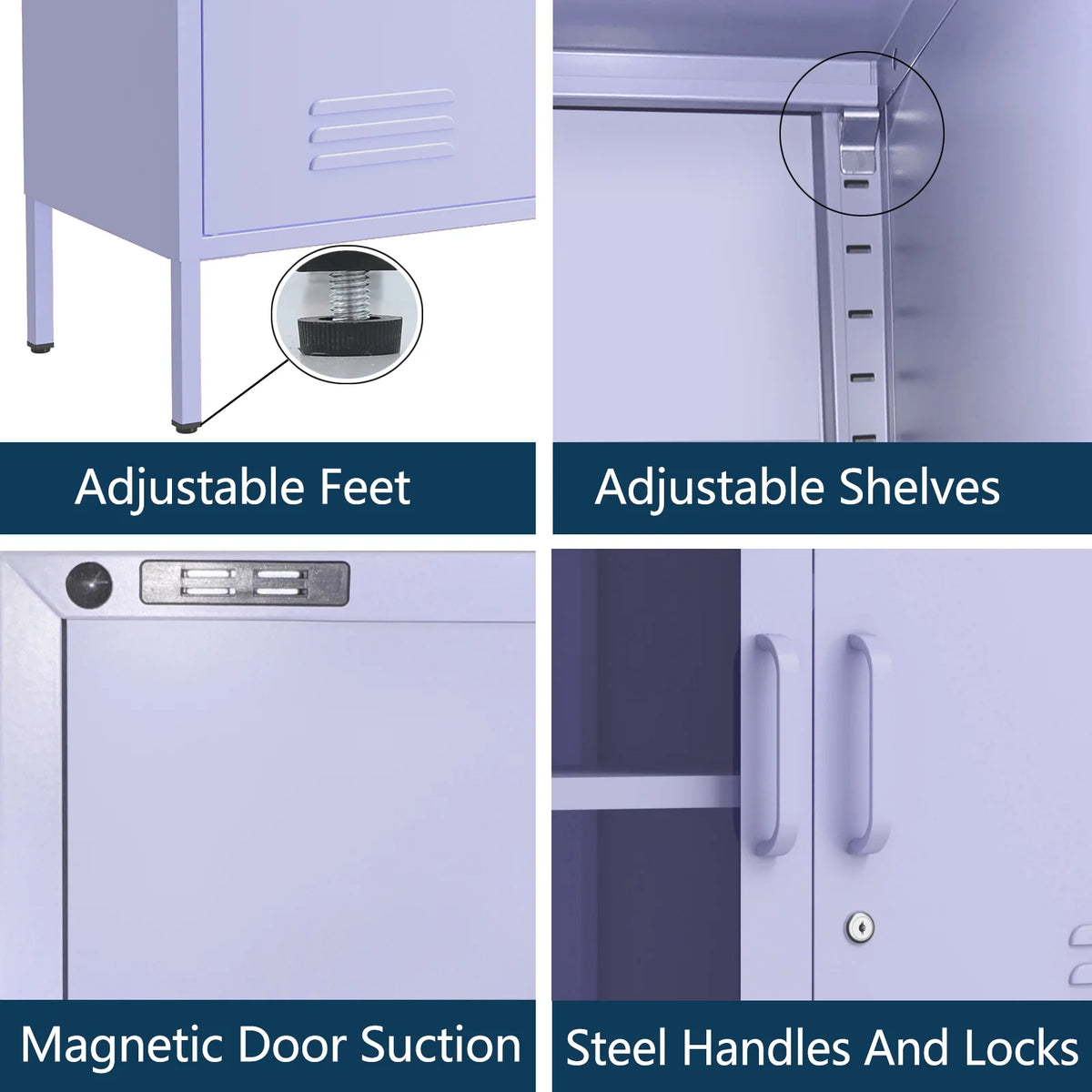33 Inch Glass And Metal Storage Cabinet Adjustable Shelves 2 Door Lockable Lockers 3 Layer Multipurpose Lockers Laundry Room Or Utility Room Cabinet Home Purple Size 33"H X 29.5"W X 13.8"D