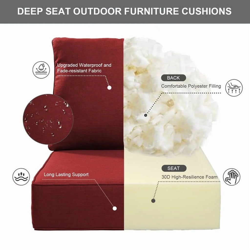 Bellefurn Outdoor Deep Seat Cushion 24 X 24 X 6 inch for Patio Furniture,Outdoor Chair Cushions Waterproof & Fade Resistant Patio Furniture Cushions for Wicker Chair, Sofa, Couch