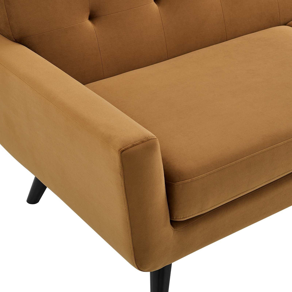 Modway Engage Performance Velvet Armchair in Cognac