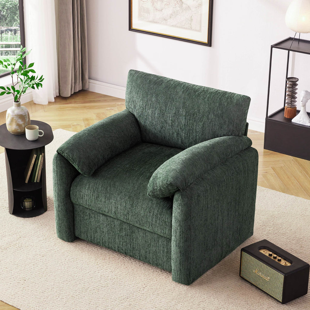 Chenille Oversized Armchair, 38.6" Wide Accent Chairs for Living Room & Bedroom Modern Lounge Chair, Upholstered Mid-Century Reading Chair, Comfy Living Room Chair, Single Sofa Chair, Beige
