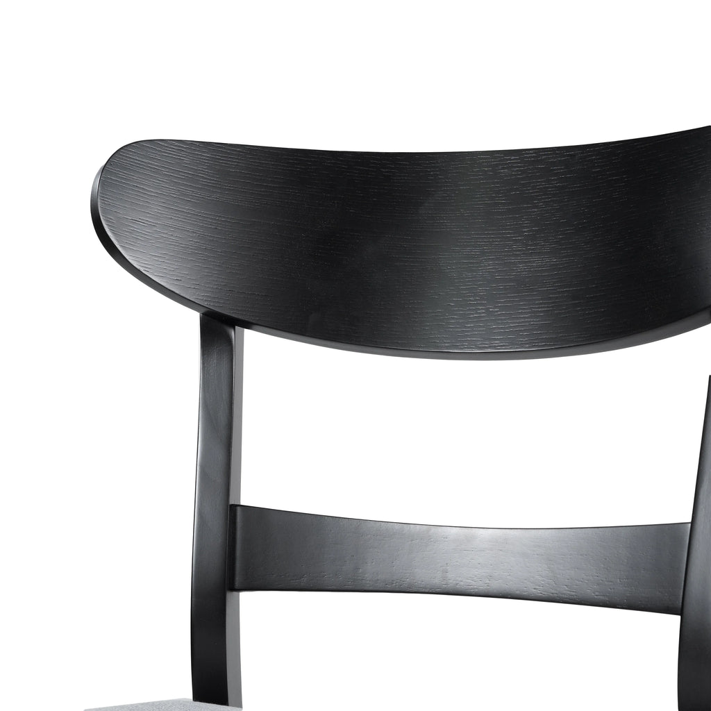 GDFSTUDIO Mid Century Modern Fabric Upholstered Rubberwood Dining Chairs, Set of 2, Dark Gray and Walnut