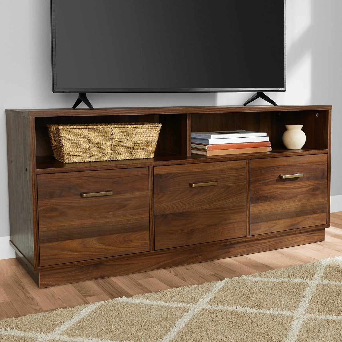 Mainstays 3-Door TV Stand Console for TVs up to 50", Blackwood Finish