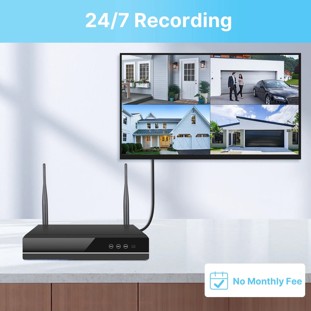 Hiseeu Wireless Security System w/ 4 Cameras, 2 Way Audio, & 1TB Hard Drive
