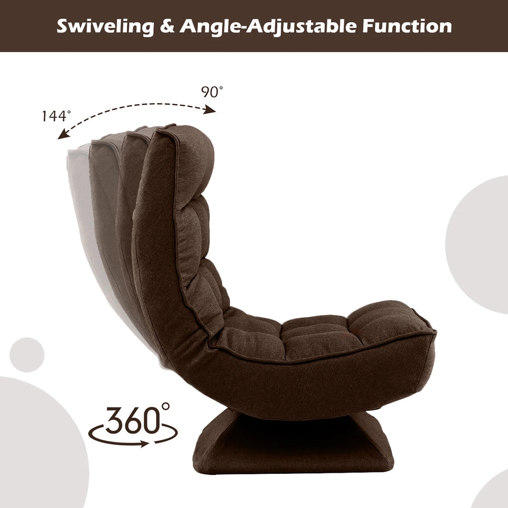 Costway 360 Swivel Floor Chair 5-Level Adjustable Lazy Chair w/ Massage Pillow Black