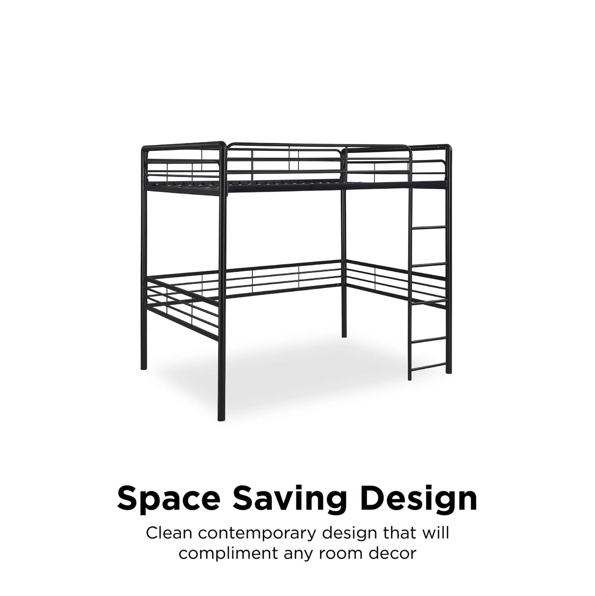 DHP Tommy Full Metal Loft Bed, Black
