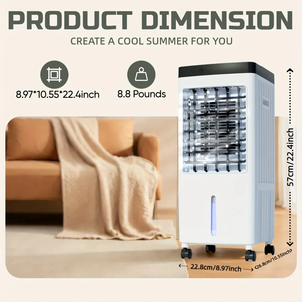 Portable Air Conditioners, Evaporative Air Cooler [40Hrs Lasting], Portable ac Unit w/ 2.6 Gal Water Tank & 3 Speeds, Personal Air Cooler with Remote, Fast Cooling Windowless Air Conditioner for Room