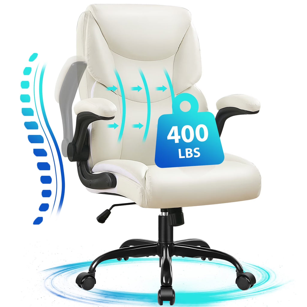 JONPONY Big and Tall Office Chair Wide Seat Ergonomic Computer Desk Chair High Back Executive Leather Chair Adjustable Task Chair Lumbar Back Support 8 Hours Heavy Duty Design,Black