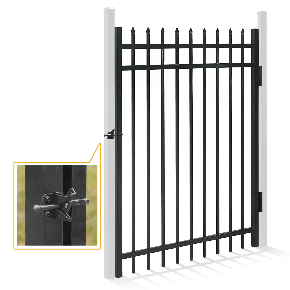 Fencer Wire Pack of 5 Heavy Duty Pinnacle Fence Barrier Panel, 5FT Height X 8FT Width Anti-Rust Metal Fencing Panel, 2 Diameter Steel Outdoor Decorative Garden Fence Panel for Yard, Pool, Patio