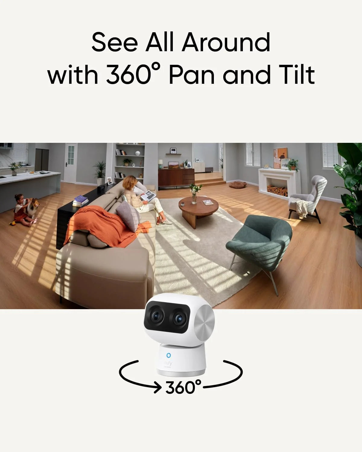 eufy Security Indoor Cam S350, Dual Cameras, 4K UHD Resolution Security Camera with 8 Zoom and 360 PTZ