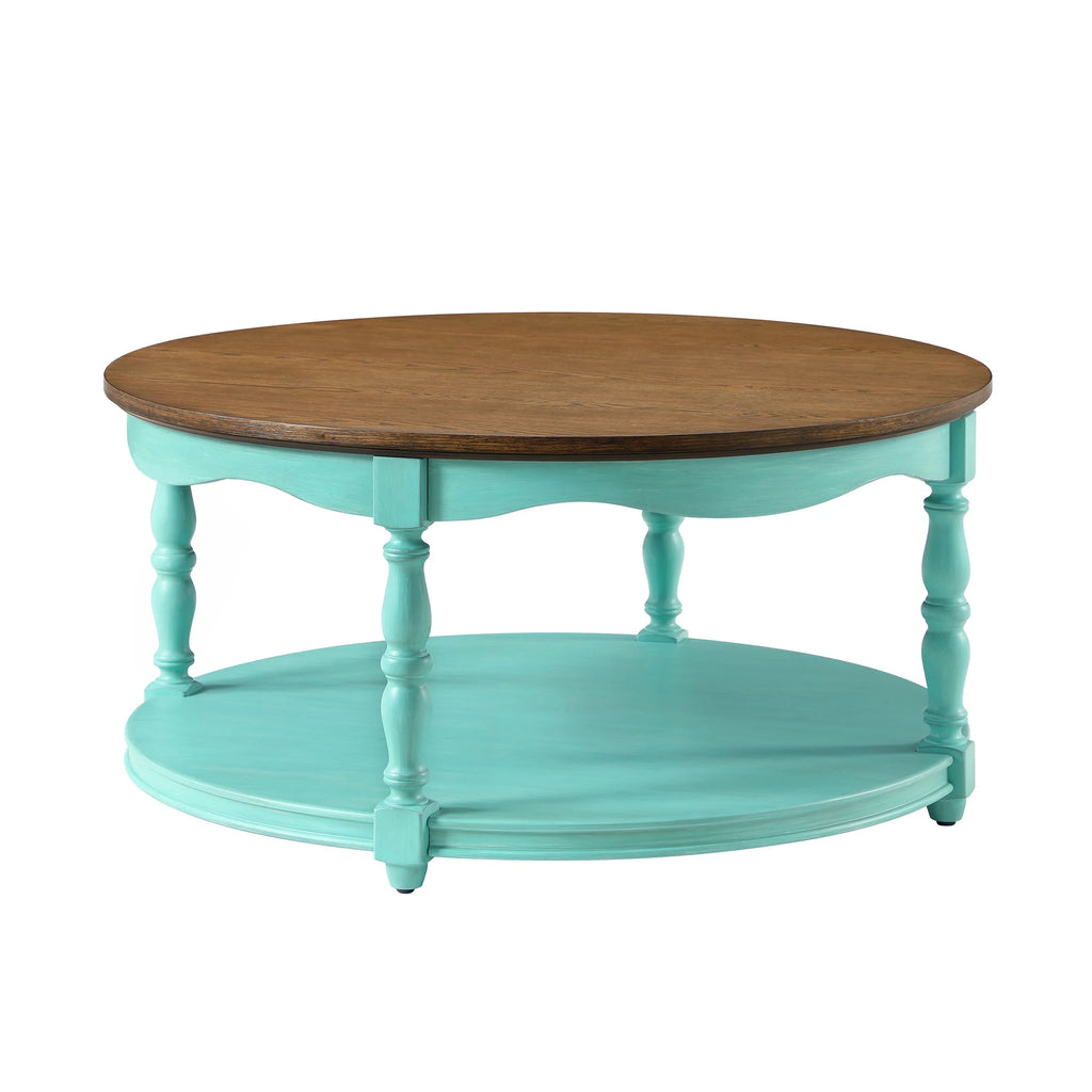 Pioneer Woman Helen Round Coffee Table, Teal