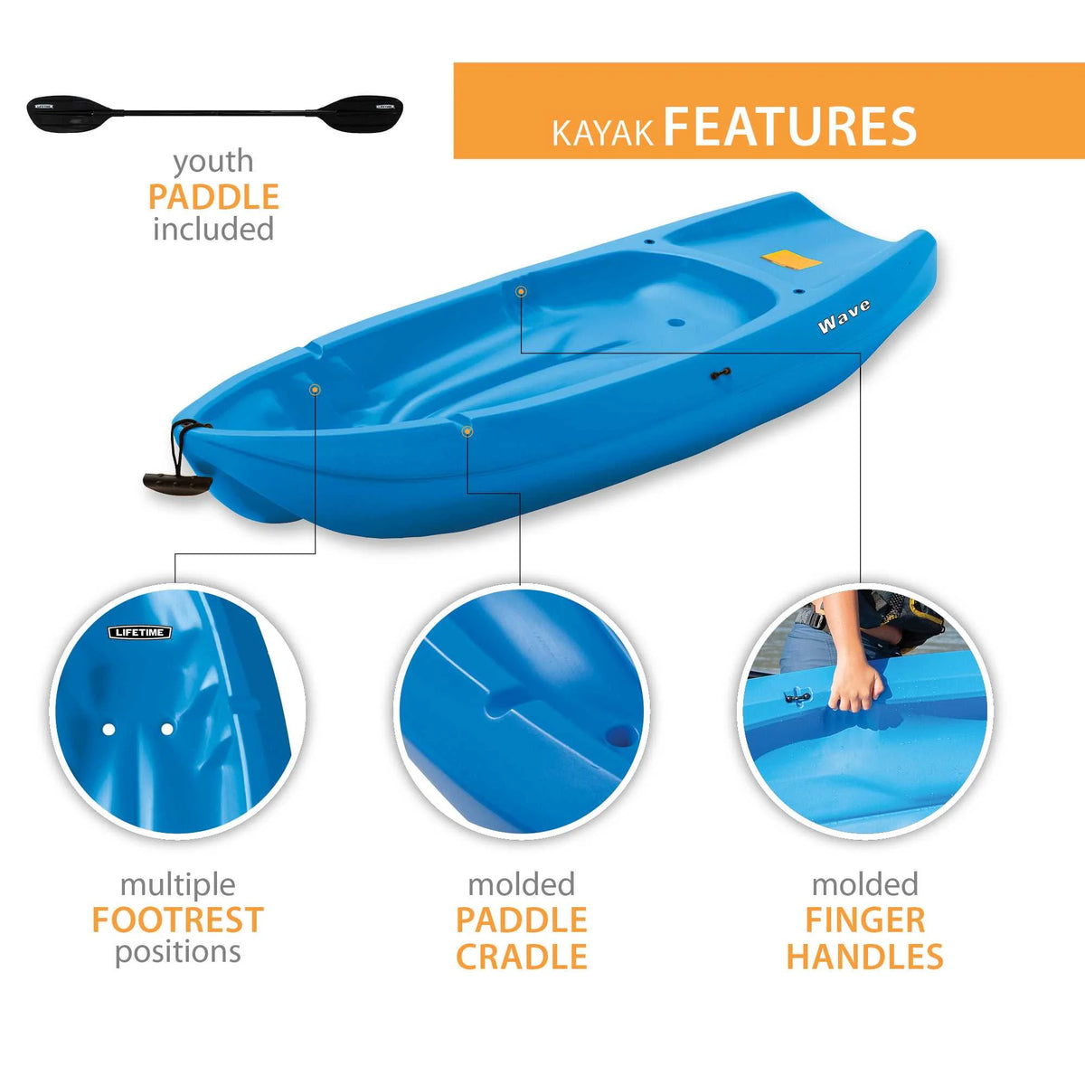 Lifetime Wave 6 ft Youth Kayak, Fire Red (91401)