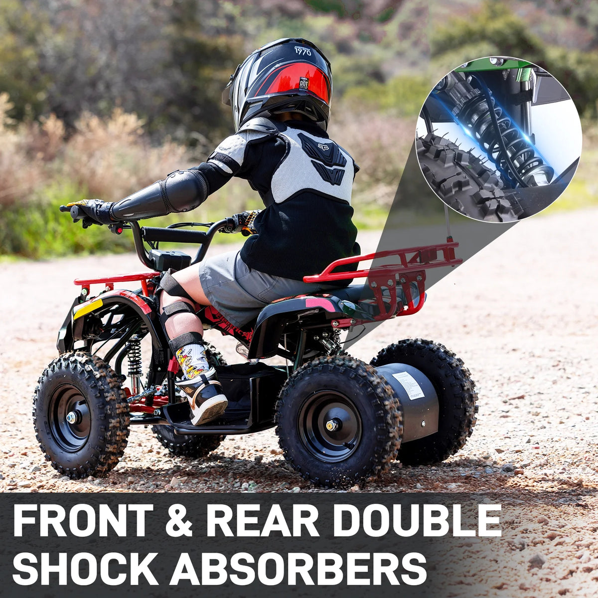 Aoemoe 500W 36V Battery-Powered Ride-On Off-Road 4-Wheeler 15 Mile Range, Flame