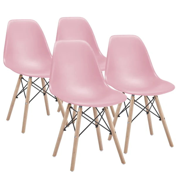 Yaheetech Set of 4 Modern Dining Chairs with Natural Beech for Kitchen Dining Bedroom Living Room, White