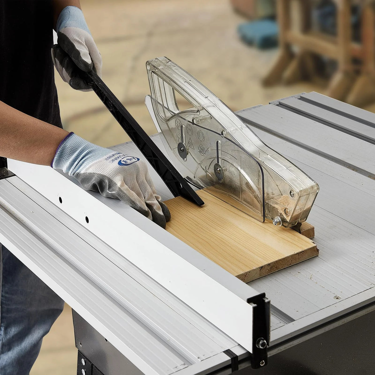 Garvee 10" Table Saw - 15A Electric Table Saw with Metal Stand, 90 Cross Cut & 0-45 Bevel Cut, Cutting Speed Up to 5000RPM Multifunctional Saw Adjustable Blade Height for Woodworking,Gray