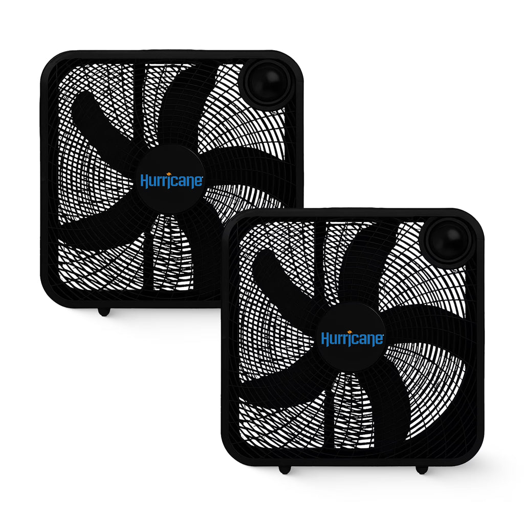 Hurricane 20 Inch Classic Series Floor Box Fan with 3 Speed Settings, Black, 2 Pack