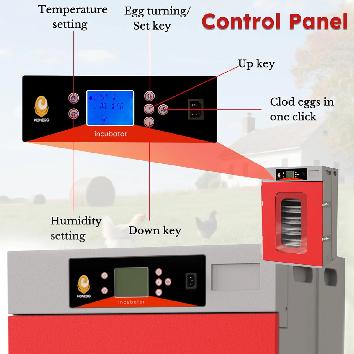 Montary 56 Egg Incubator: Auto Turning, Humidity Control & Water Refill for Chicken/Duck/Goose Eggs w/ Candler