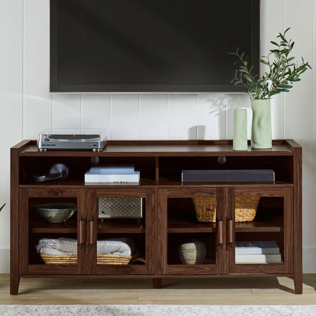 Better Homes & Gardens Reading Refined Farmhouse TV Stand for TVs up to 65", Walnut Finish