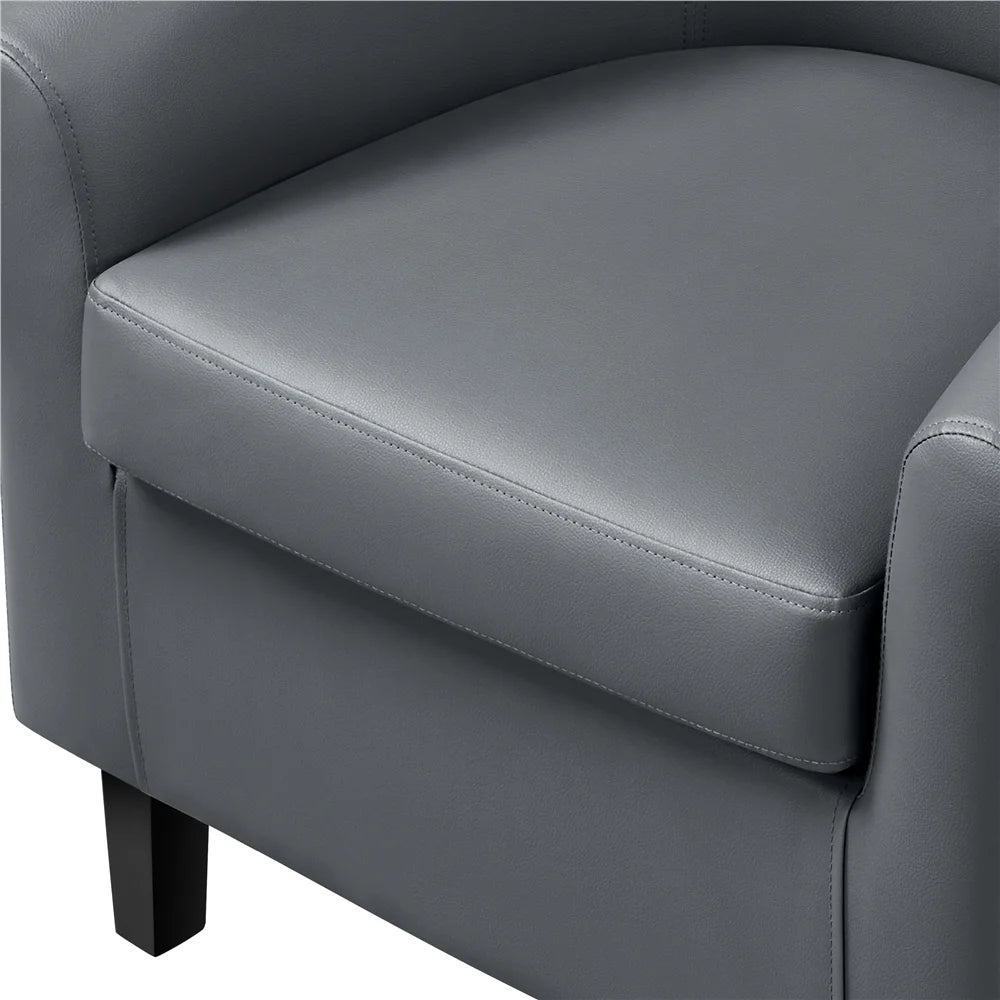 Yaheetech Faux Leather Accent Arm Chair For Living Room, Black
