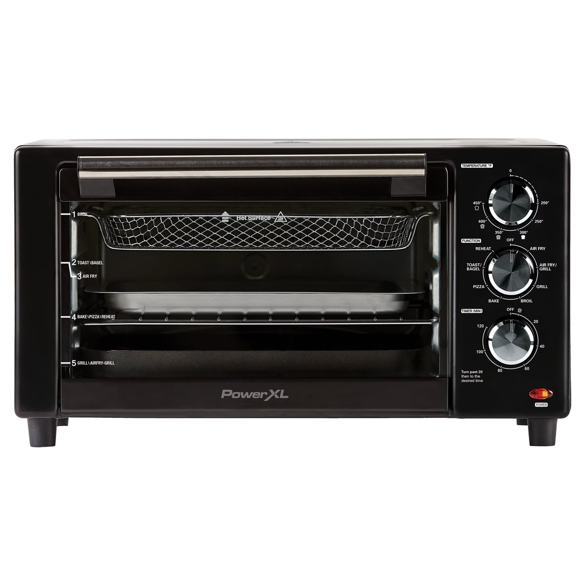 PowerXL Air Fryer Grill Plus Toaster Oven with Air Fry, 8 Functions, Black, 1500 W