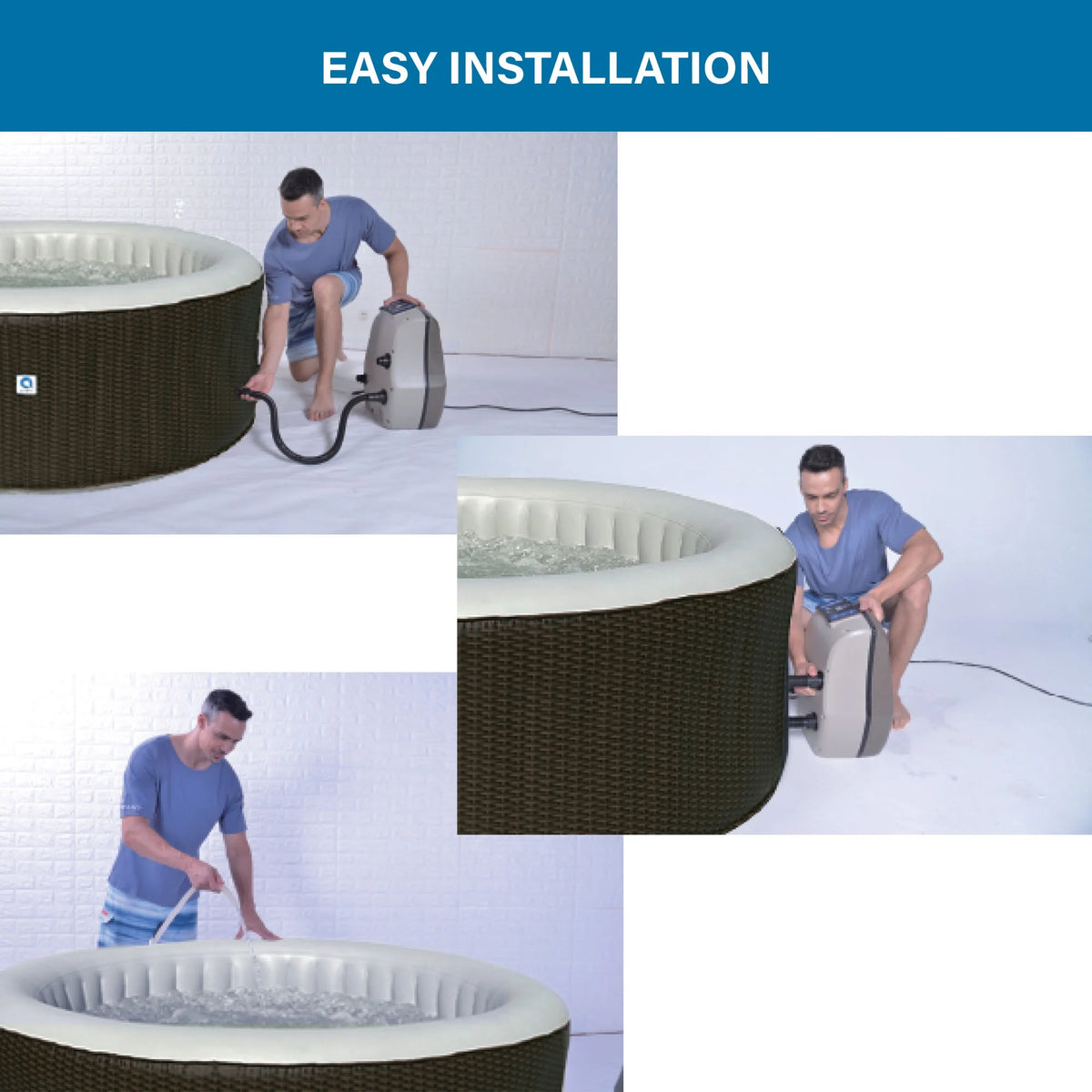 Avenli Nice 4-6 Person Inflatable Hot Tub Spa + Cover, Rattan Pattern, Rapid Heating up to 104F, 140 Water Jets, 264 Gal, Round