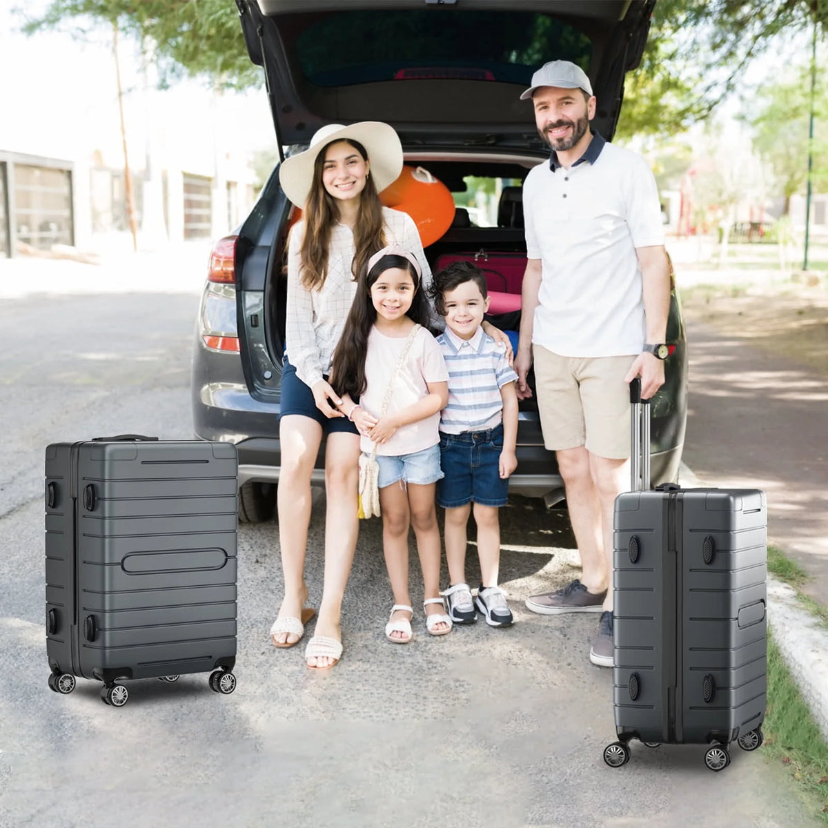 ALPULON 3 Piece Luggage Sets with TSA Locks, Hardside Suitcase Set with Spinner Wheels, 20in24in28in, Light Blue