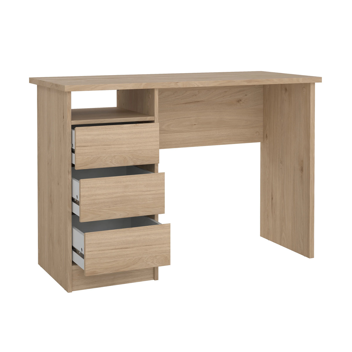 Tvilum Wes Writing Desk with 3 Storage Drawers and Open Shelf for Adults, White