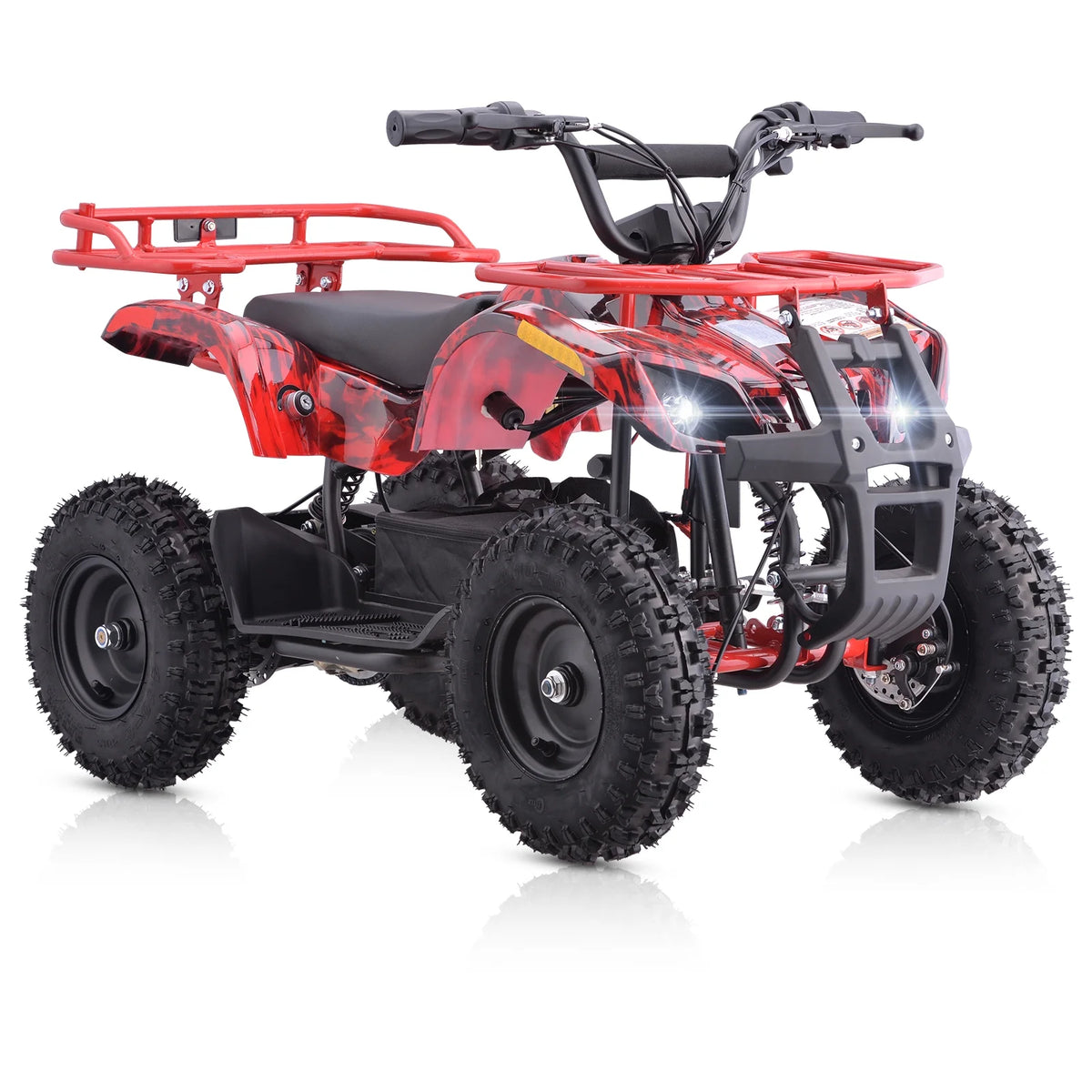 Aoemoe 500W 36V Battery-Powered Ride-On Off-Road 4-Wheeler 15 Mile Range, Flame