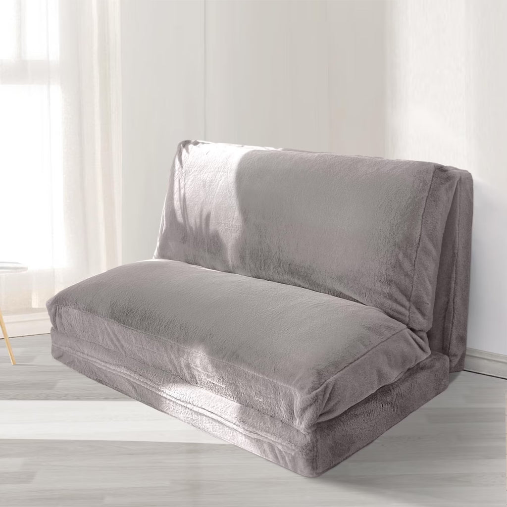 Folding Sofa Bed,Extra Thick and Long Fluffy 4 Position Convertible Flip Lounge Chair,Foam Filling Folding Matress Sofa Bean Bag with Washable Cover,Grey,39x95 Inch
