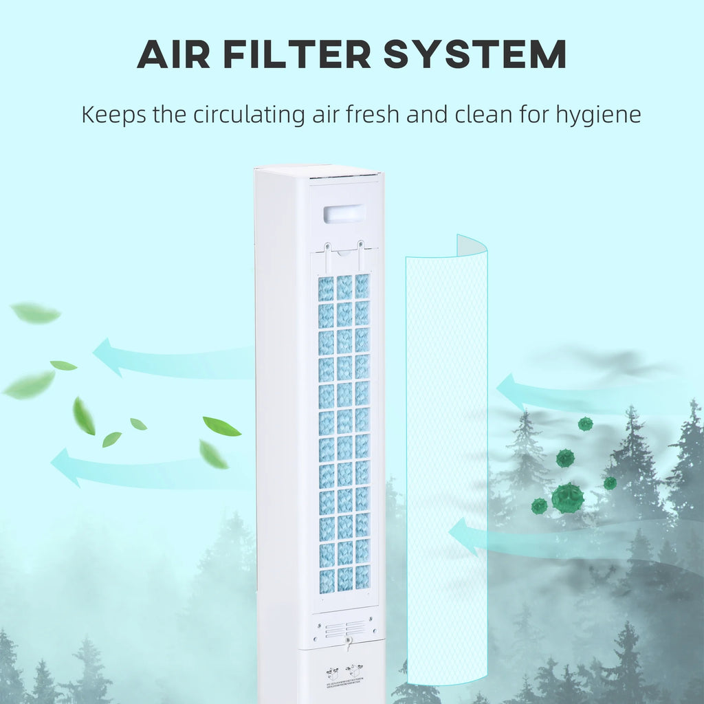 HOMCOM 42" Oscillating Air Cooler for Home with Timer 3-In-1 Evaporative Ice Cooling Tower Fan Humidifier with 3 Modes 3 Speeds LED Display Remote