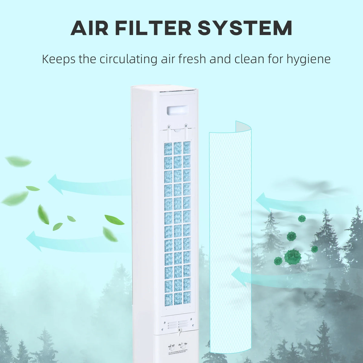 HOMCOM 42" Oscillating Air Cooler for Home with Timer 3-In-1 Evaporative Ice Cooling Tower Fan Humidifier with 3 Modes 3 Speeds LED Display Remote