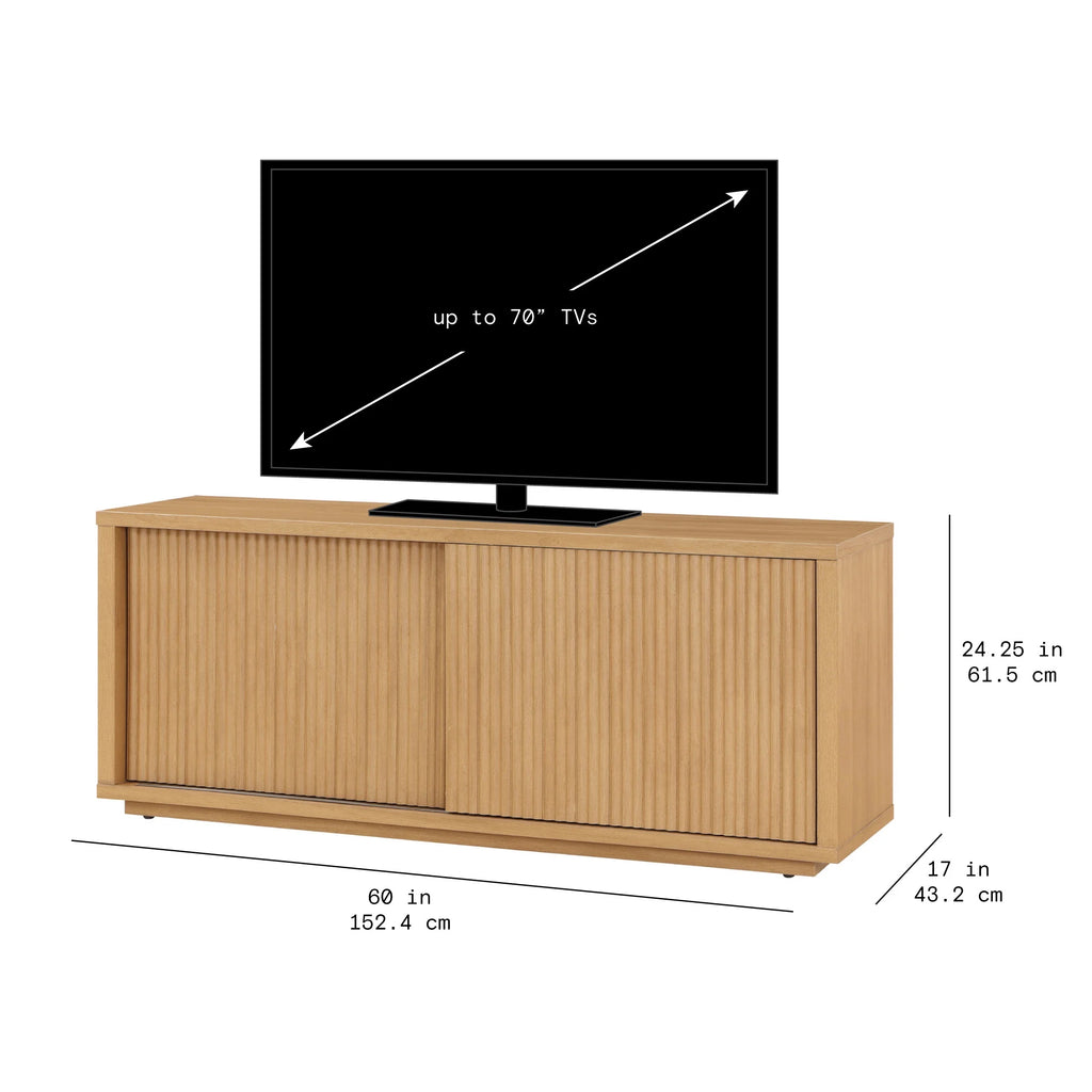 Beautiful Fluted TV Stand for TVs up to 70 by Drew Barrymore, Rich Black Finish