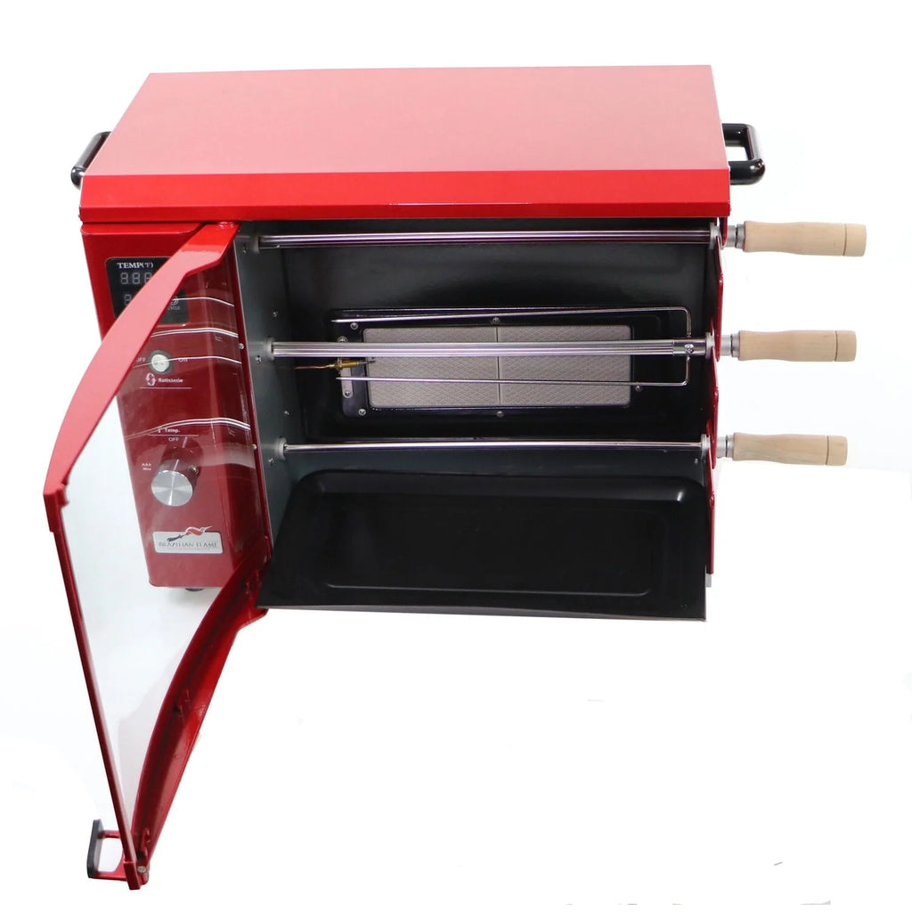 Brazilian Flame Brazilian Gas Rotisserie Grill with 3 Skewers in Red