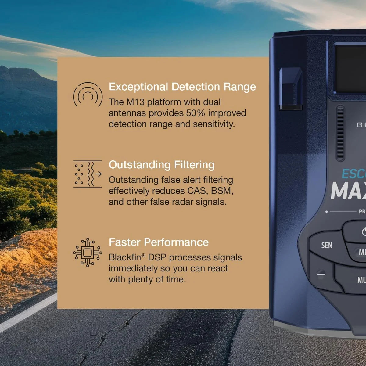 Escort MAX 360 MKII Bluetooth Radar Detector (Blue Edition), 360 Awareness, Exceptional Range, Apple CarPlay & Android Auto