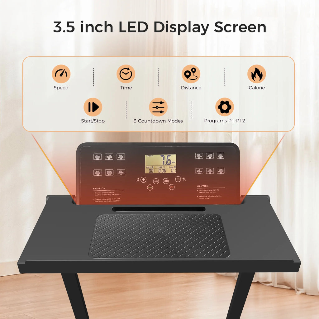 2 in 1 Walking Pad Treadmill, Foldable Treadmills with Handle Bar, 2.5HP Portable Folding Treadmill with Remote Control, Under Desk Treadmill for Home Office, 300lbs, Black