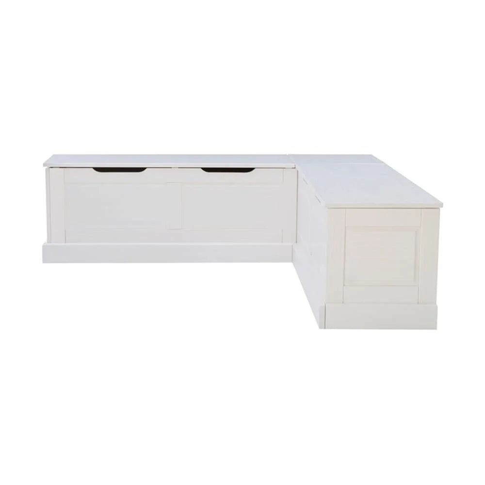 Pemberly Row Natural White Wood Nook With Green Polyester Fabric Cushions