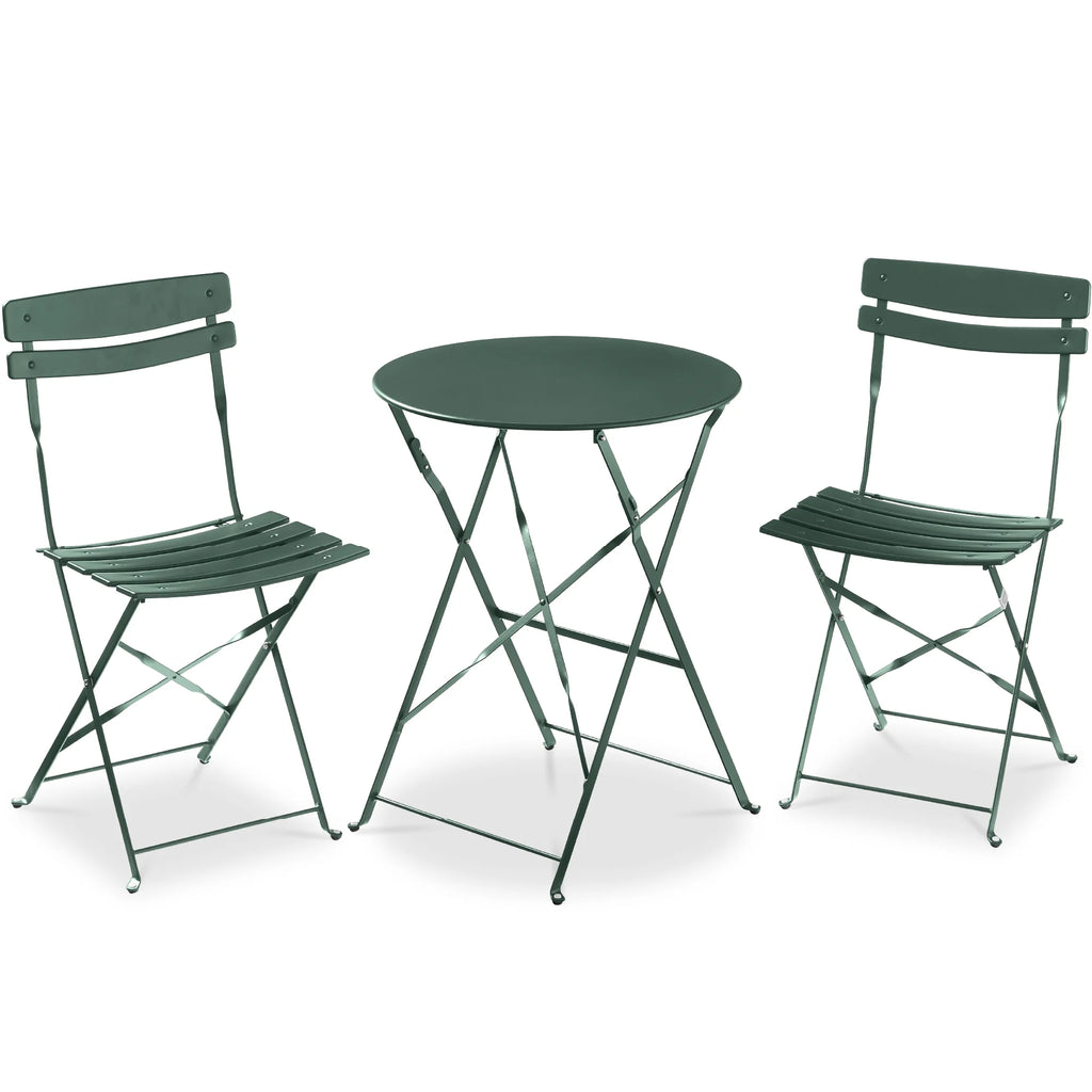 Best Choice Products 3-Piece Small Bistro Set, Folding Patio Furniture Set of 2 Chairs and Table - Black