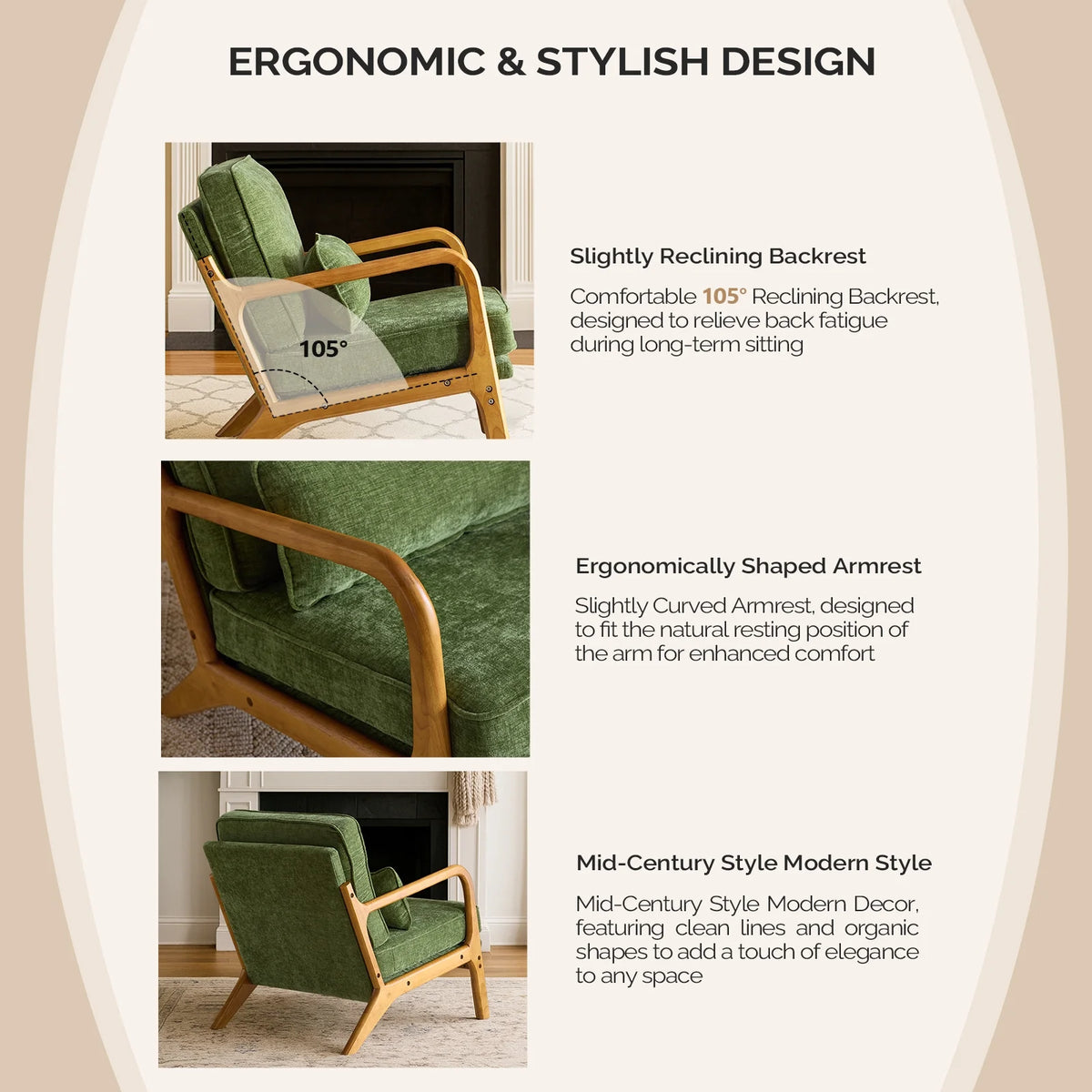 Ktaxon Accent Chair Corduroy Upholstered Armchair, Reading Club Chair with Pillow and Solid Wood Frame for Living Room Bedroom Furniture Off White