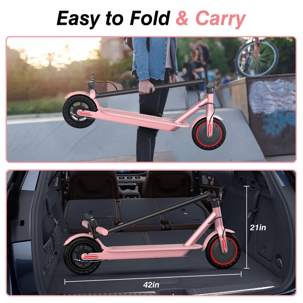 AOVOPRO WHITE ES80 350W 8.5' Foldable Electric Scooter for Adults and Child, 21 Miles Range