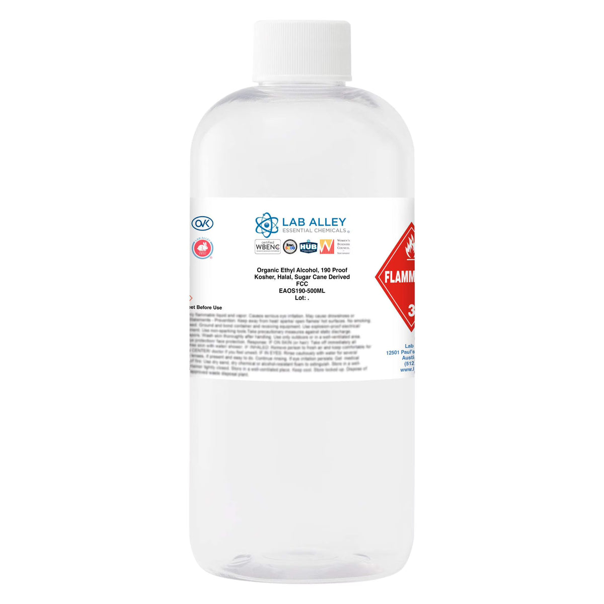 Ethanol 190 Proof (95%) Organic/Vegan Sugar Cane Alcohol, FCC Food Grade 1GAL