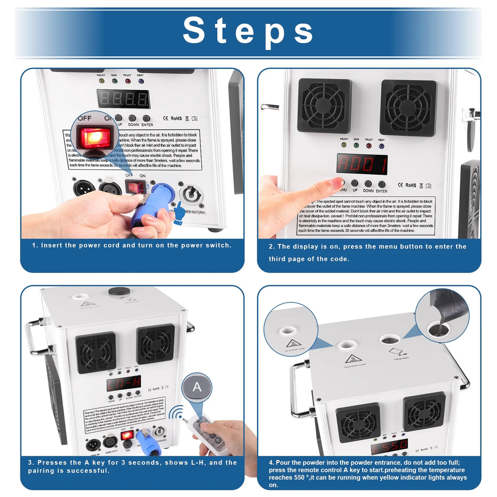 4 Pack 700W Cold Spark Machine DMX Stage Effect Machine for Stage DJ Disco Wedding # Black
