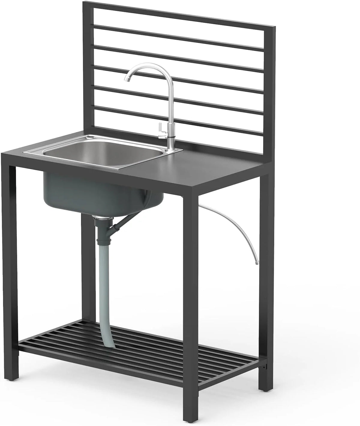 Domi Outdoor Kitchen Series 5-Piece Modular Outdoor Kitchen, Aluminum Storage Islands Sink Table, Corner Bar Cabinet Grill Storage Cabinet with Protective Cover, Outdoor Kitchen for Deck, Patio, Backy