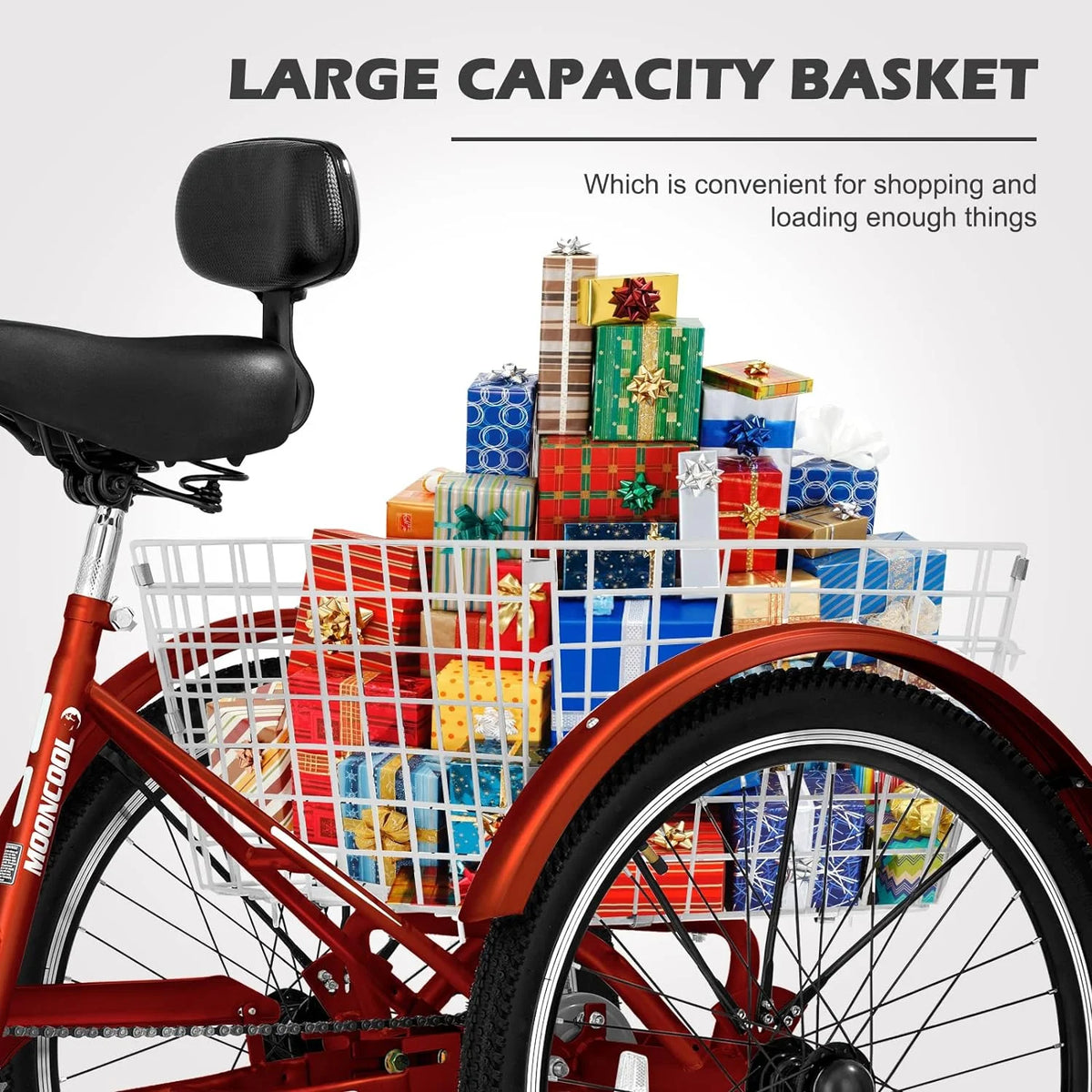 FICISOG 7 Speed Adult Tricycle for Women, 20/24/26 Inch Adult Trike with Basket, 3 Wheel Bikes for Adults Seniors, Cruise Trike for Shopping Picnic