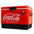 Coca-Cola 51L (54 qt) Ice Chest Beverage Cooler, 85 Can Capacity, Portable with Bottle Opener, Red and Black