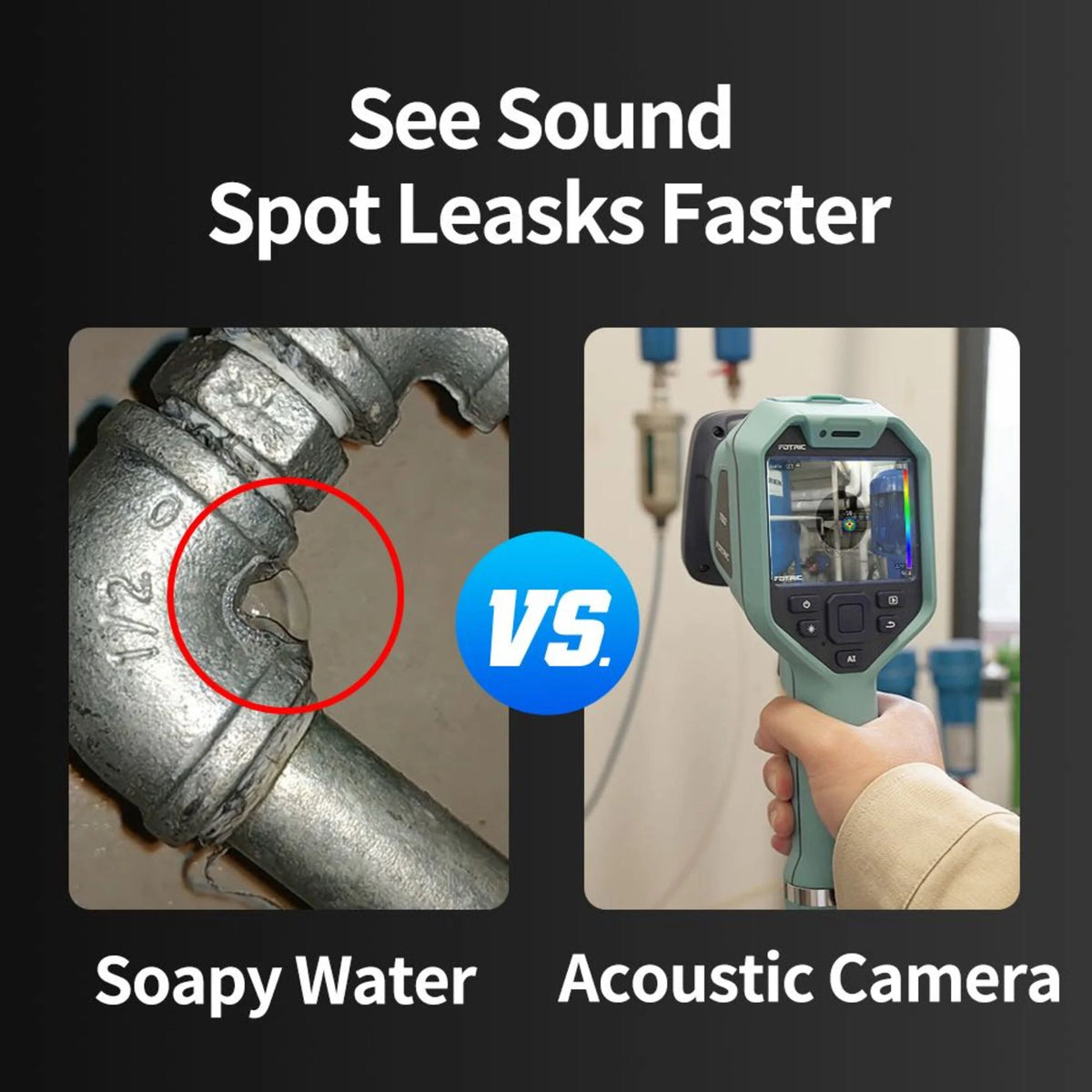 FOTRIC TD2 Acoustic Imager,64 MEMS Digital Microphones,Industrial Acoustic Imaging Camera,Compressed Air Leak Detection,66 52 FOV,13 Megapixel,2~100kHz Frequency Range, 3.5" Touch Screen