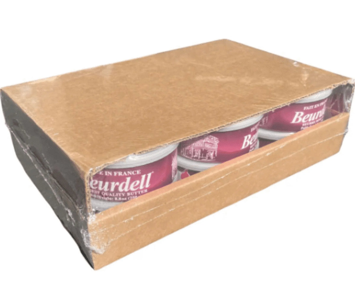 Beurdell Canned French Butter ?100% Natural Salted Pasteurized Real Butter | Long Shelf Life Emergency Survival Food | Great for Cooking, Baking, RV & Camping | Pull Top Lid | Pack of 24 | France