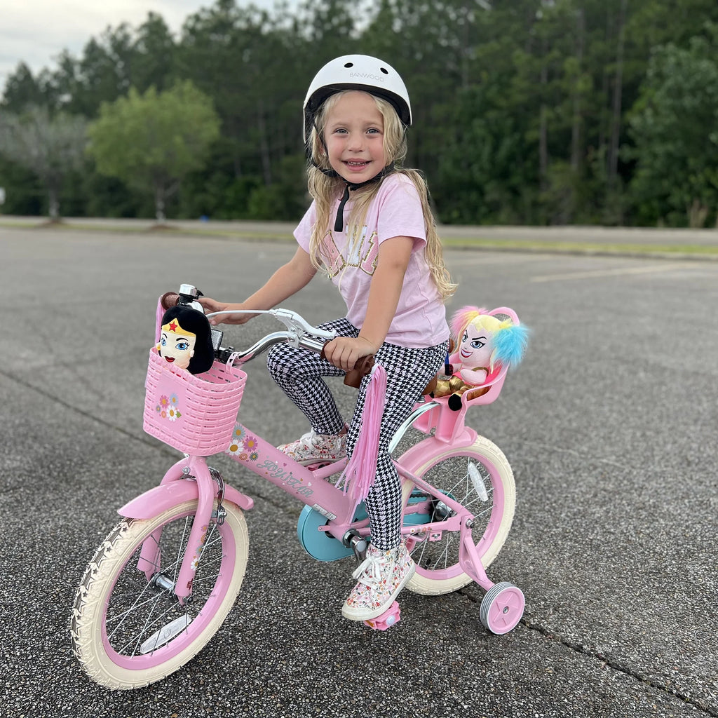 JOYSTAR Little Daisy 14 Inch Kids Bike for 3 4 5 Years Girls with Handbrake Children Princess Bicycle with Training Wheels Basket Streamer Toddler Cycle Bikes Blue