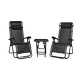 Aimee Lii 3 Pieces Folding Portable Zero Gravity Reclining Lounge Chairs Table Set, Wicker Patio Furniture