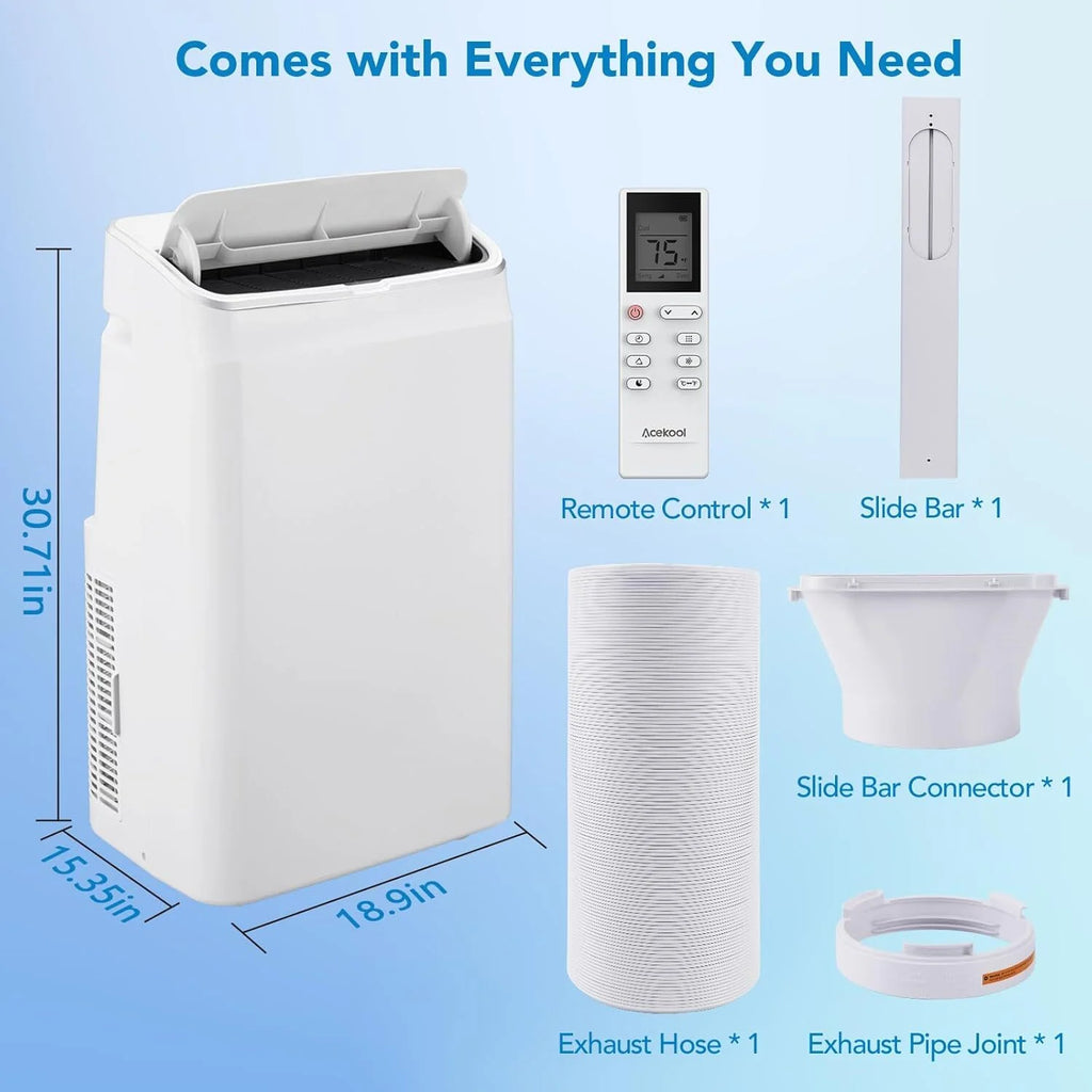Garvee 14000 BTU Air Conditioner with Heater, Portable AC Unit w/Remote Control & Window Kit for Room up to 750 Sq.ft, White