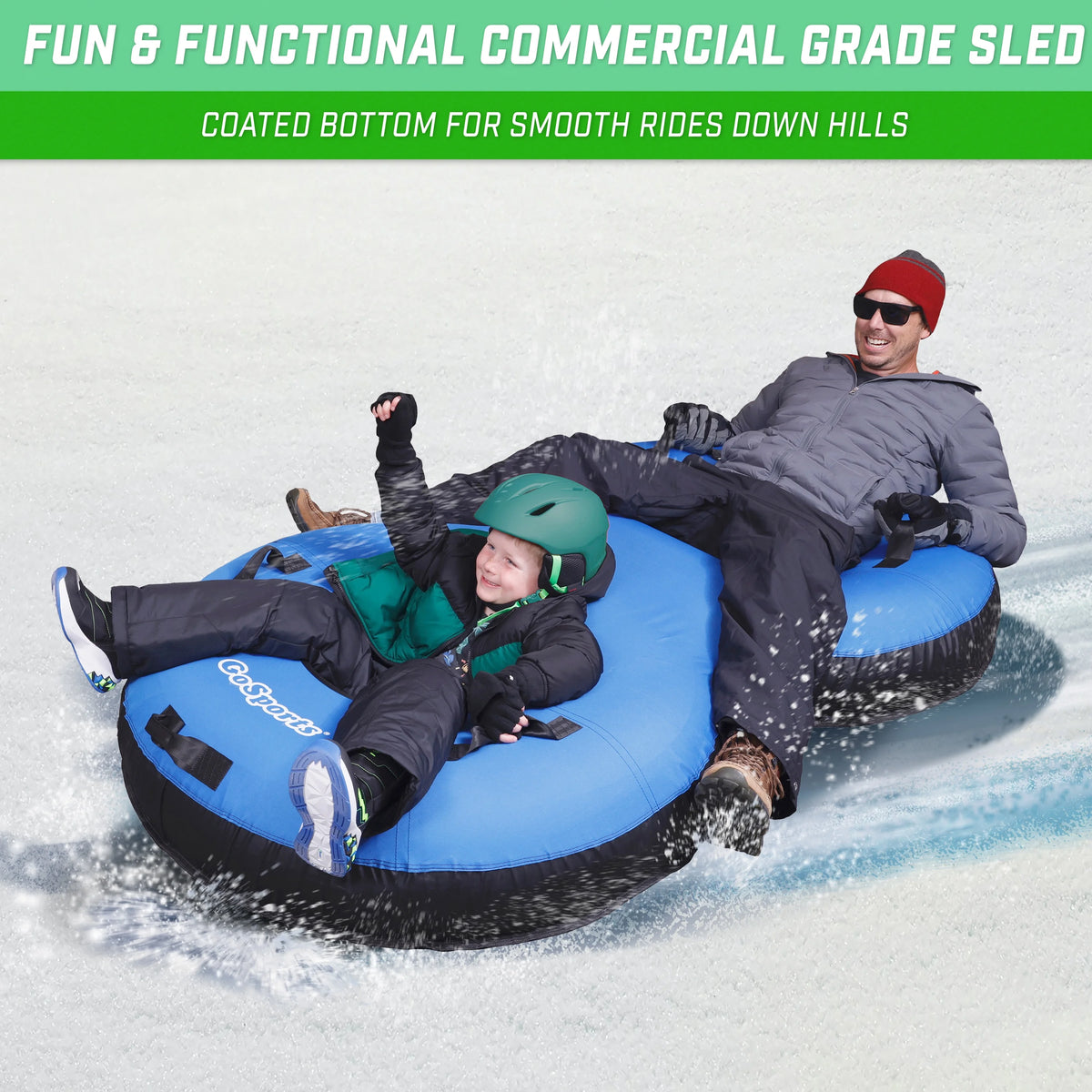 GoSports Heavy Duty 2 Person Winter Snow Tube with Premium Canvas Cover - Blue